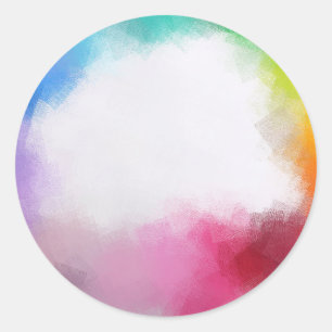 Sticker Rond Modèle vierge d'art abstrait rouge jaune orange bl