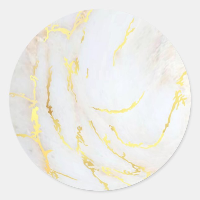 Sticker Rond Modèle vierge en marbre doré Élégant Ajoutez votre (Devant)