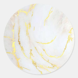 Sticker Rond Modèle vierge Marbre Doré Élégant Ajoutez votre te