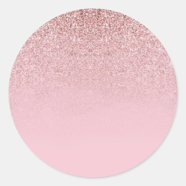 Sticker Rond Modèle vierge pailleté or rose Ajouter du texte Mo (Devant)