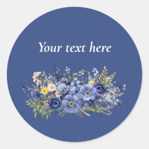 Sticker Rond Modèle, votre texte, joli design floral,