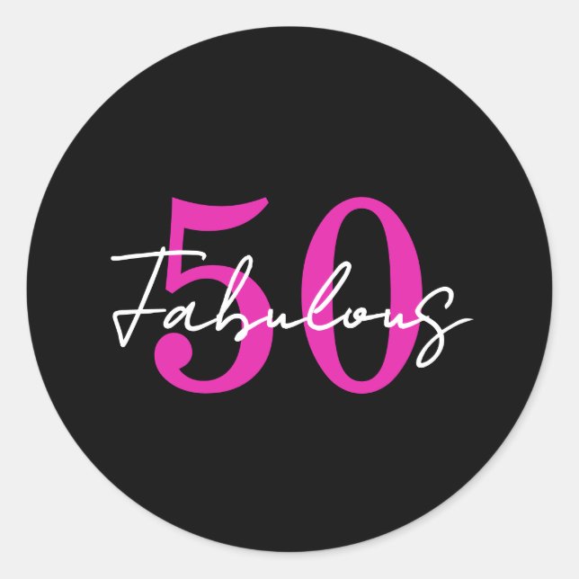 Sticker Rond Modern 50th Birthday 50 and Fabulous Party (Devant)
