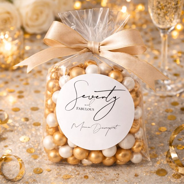 Sticker Rond Modern 70 and Fabulous 70th Birthday Party  (Créateur téléchargé)