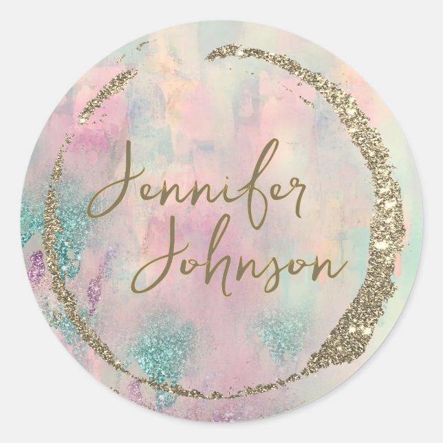 Sticker Rond Modern Art Abstract  Paint Watercolor Artist  (Devant)