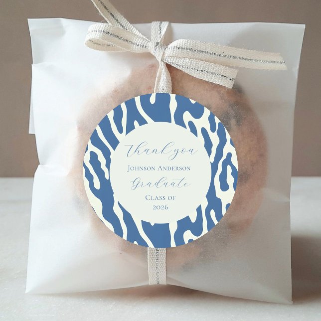 Sticker Rond Modern blue and cream abstract Pattern graduation (Créateur téléchargé)