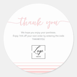 Sticker Rond Modern Blush pink Thank You Order Inser