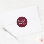 Sticker Rond Modern Burgundy Initials Wedding<br><div class="desc">Modern Burgundy Wedding Classic Round Sticker</div>