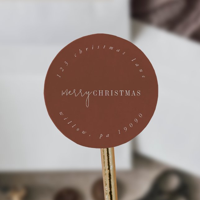 Sticker Rond Modern Chic Terracotta Circulaire Adresse de retou (Créateur téléchargé)