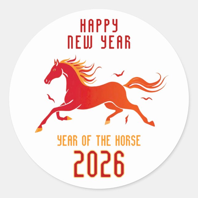 Sticker Rond Modern Chinese Horse New Year 2026  (Devant)