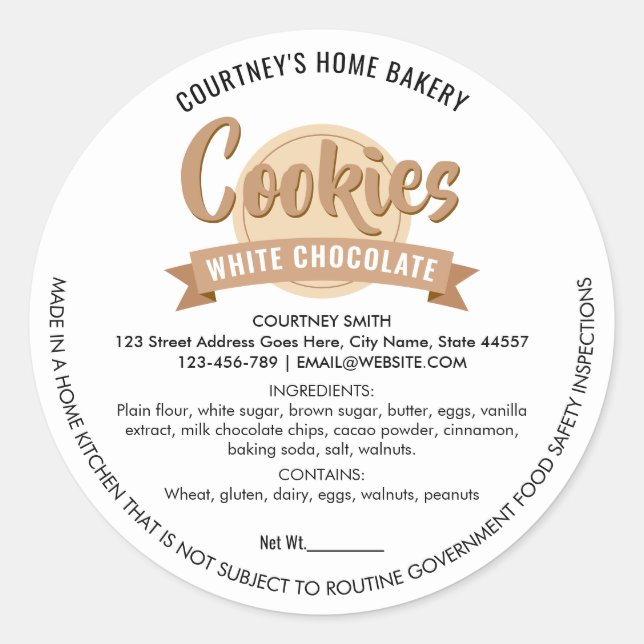 Sticker Rond Modern Cookies Label Cottage Bakery Packaging (Devant)