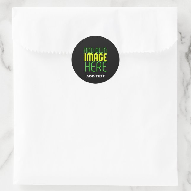 STICKER ROND MODERN EDITABLE CUTE BLACK IMAGE TEXT TEMPLATE BAG (Sac)