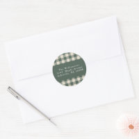 Modern Forest Green Plaid Christmas Adresse de ret