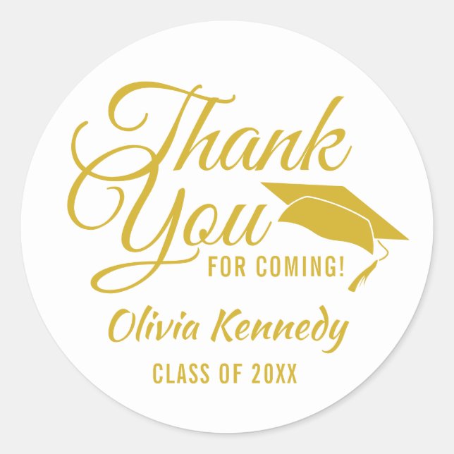 Sticker Rond Modern Gold  Thank You Graduation Party Favor (Devant)