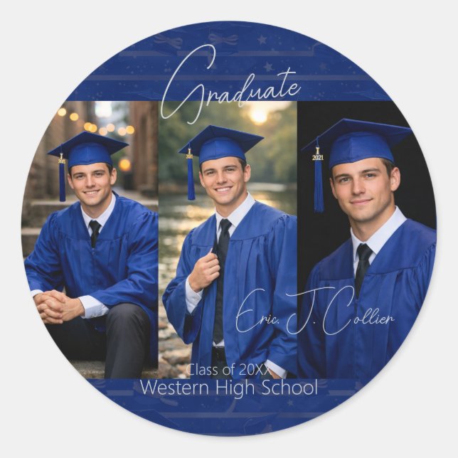 Sticker Rond Modern Graduation Photo Envelope Seal (Devant)