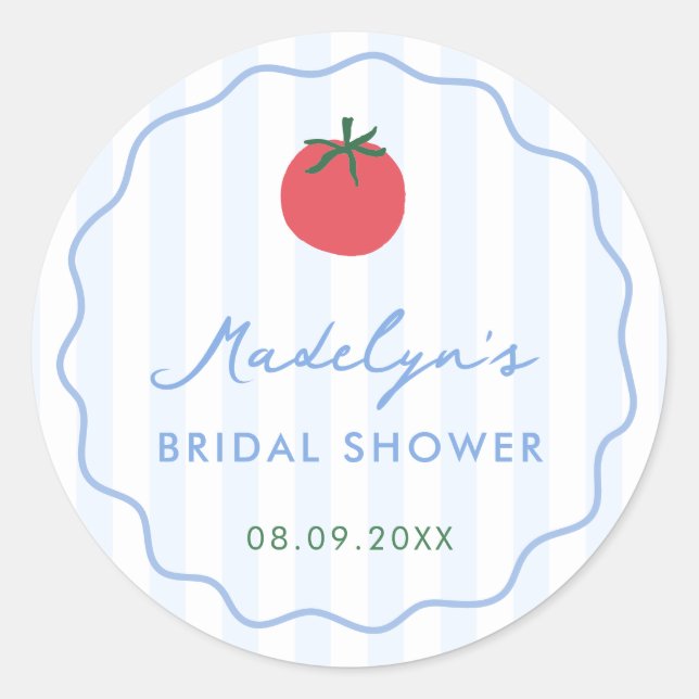 Sticker Rond Modern Hand-Drawn Tomato Bridal Shower Favor (Devant)