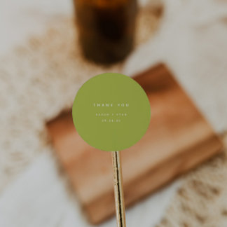Sticker Rond Modern Lime Green "Thank You" Custom Wedding