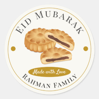 Sticker Rond Modern Maamoul Date Cookies Islamic Eid Mubarak