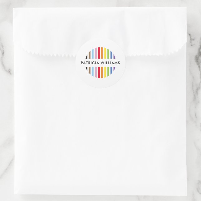 Sticker Rond MODERN MINIMAL stripe logo rainbow pride LGBTQ (Sac)