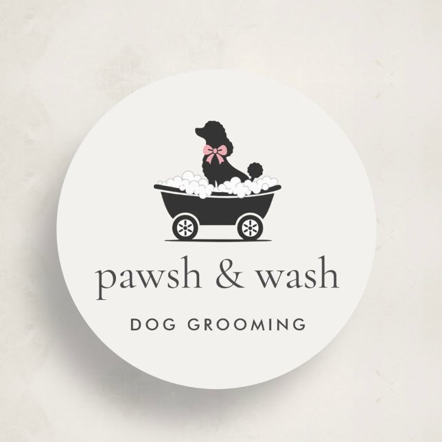 Sticker Rond Modern Neutral Mobile Dog Groomer Logo  (Créateur téléchargé)
