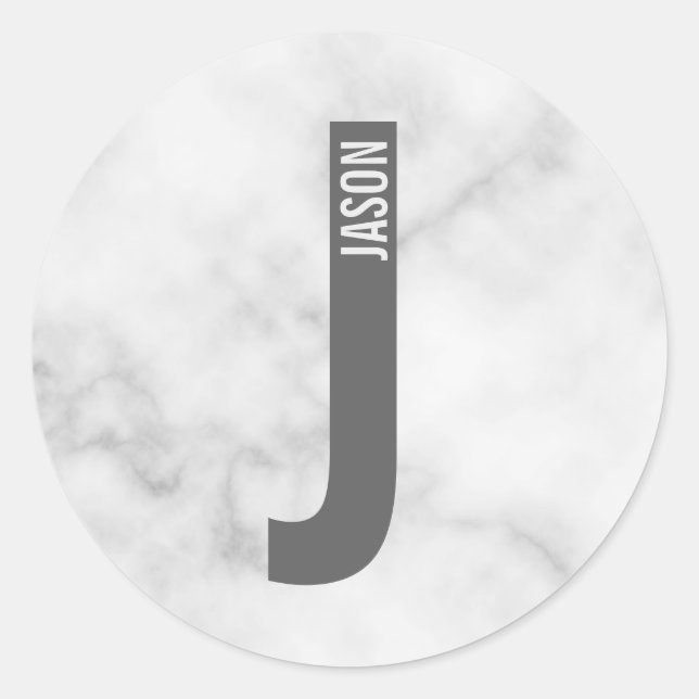 Sticker Rond Modern Personalized Bold Monogram and Name (Devant)