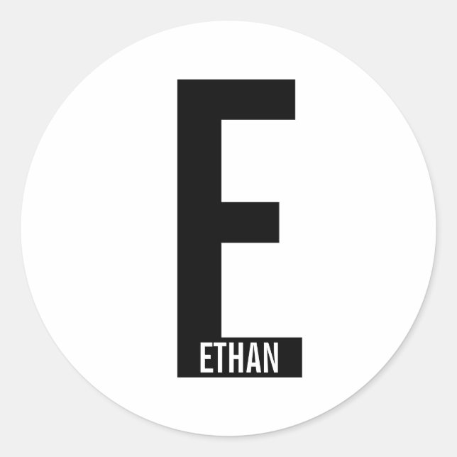 Sticker Rond Modern Personalized Bold Monogram and Name (Devant)