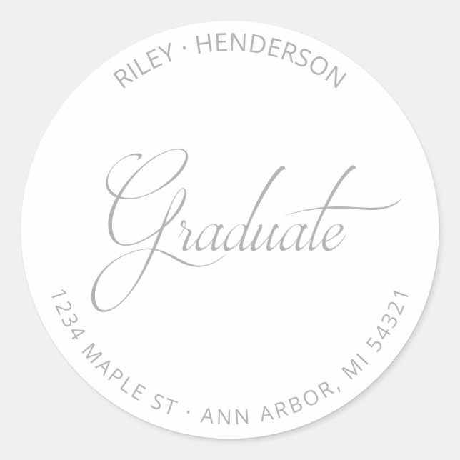 Sticker Rond Modern Script Graduate Adresse de retour (Devant)