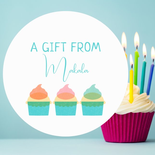 Sticker Rond Modern Simple Cute Trendy Personalized Gift From (Créateur téléchargé)