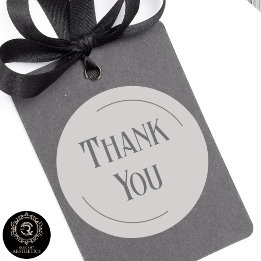 Sticker Rond Modern Taupe Gray Thank You Business Branding
