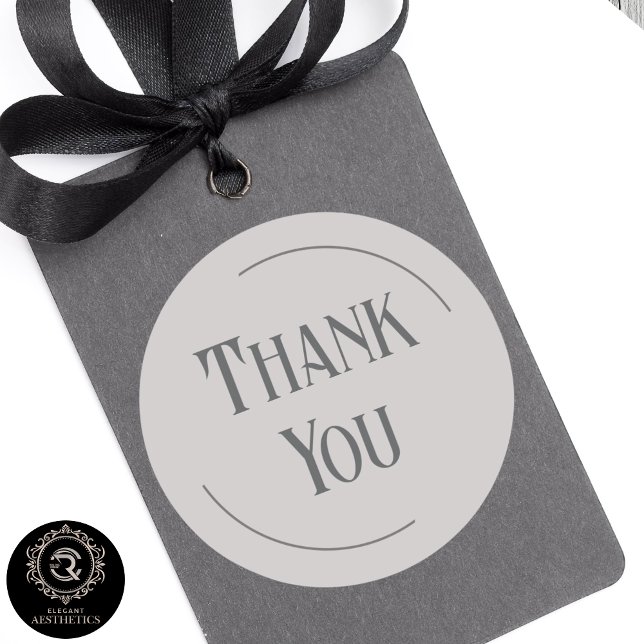 Sticker Rond Modern Taupe Gray Thank You Business Branding (Modern Taupe Gray Thank You Business Branding Classic Round Sticker)