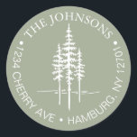 Sticker Rond Modern Tree Forest Rustic Mariage Adresse de retou<br><div class="desc">Modern Tree Forest Rustic Mariage Retourner étiquette d'adresse Que vous teniez le noeud dans votre ville natale ou que vous disiez "I do" sur fond de forêt mystique, notre collection mariage allie élégance et minimalisme pour donner le ton à votre journée spéciale. Des options de personnalisation sont disponibles pour vous...</div>
