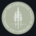 Sticker Rond Modern Tree Forest Rustic Mariage Adresse de retou<br><div class="desc">Modern Tree Forest Rustic Mariage Retourner étiquette d'adresse Que vous teniez le noeud dans votre ville natale ou que vous disiez "I do" sur fond de forêt mystique, notre collection mariage allie élégance et minimalisme pour donner le ton à votre journée spéciale. Des options de personnalisation sont disponibles pour vous...</div>