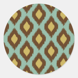 Sticker Rond Modern tribal ikat blue yellow