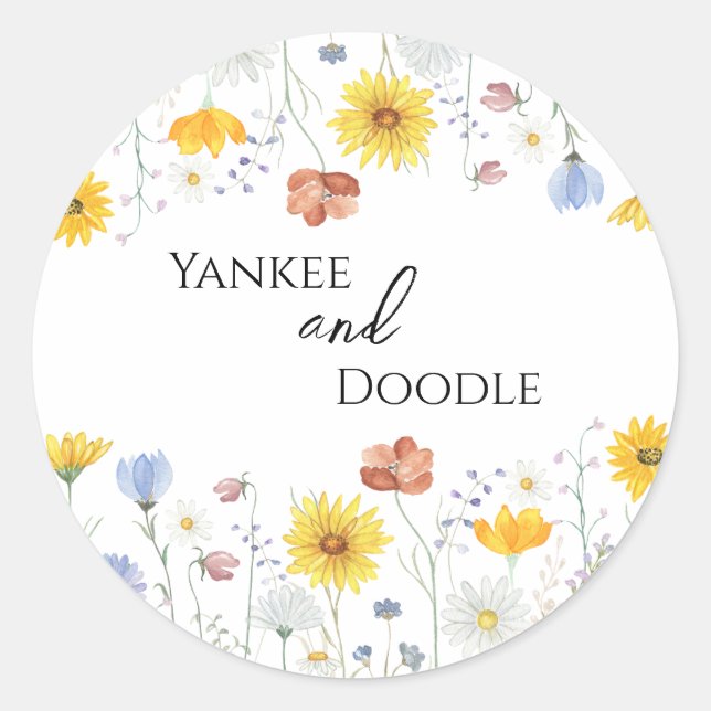 Sticker Rond Modern wildflowers spring wedding (Devant)
