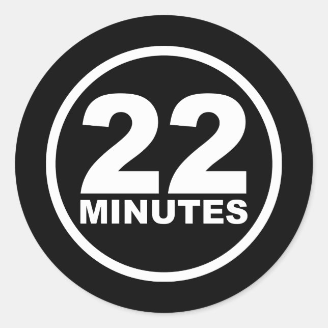 Sticker Rond Moderne - 22 minutes (Devant)