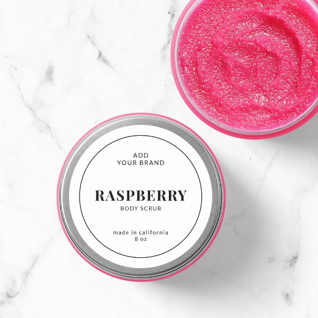 Sticker Rond Moderne Ajoutez votre marque Black Border Étiquett (Créateur téléchargé)