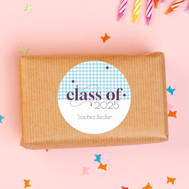 Sticker Rond Moderne Bleu Bourgogne Motif de la casquette de gr (Créateur téléchargé)