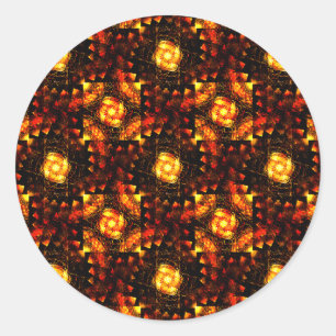 Sticker Rond Moderne Bohème Élégante Motif Artistique Abstrait