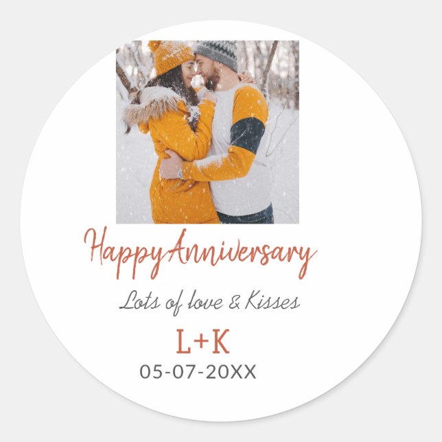 Sticker Rond Moderne boho joyeux anniversaire ajouter nom date  (Devant)