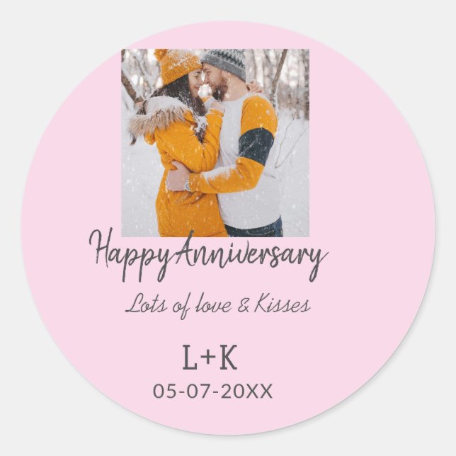 Sticker Rond Moderne boho joyeux anniversaire ajouter nom date  (Devant)