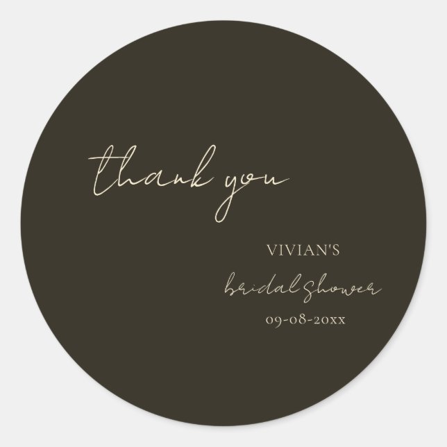 Sticker Rond Moderne calligraphie vert foncé Mariage Remercieme (Devant)