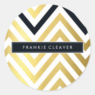 Sticker Rond MODERNE CHEVRON MOTIF doré tendance noir