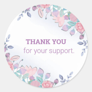 Sticker Rond Moderne Chic Aquarelle Bleu Hydrangée Florale