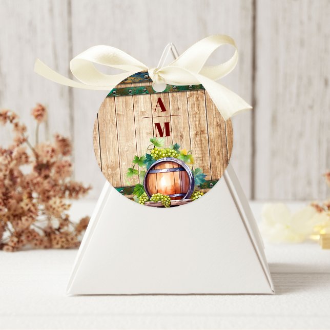 Sticker Rond Moderne Chic Aquarelle Vignoble Paysage Mariage (Créateur téléchargé)