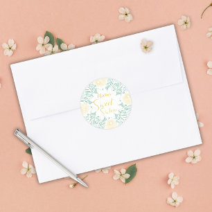 Sticker Rond Moderne Chic Boho Floral Sweet 16 Anniversaire
