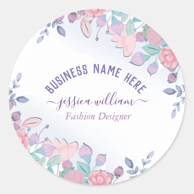 Sticker Rond Moderne Chic Hydrangeas Bleus Floral Aquarelle (Devant)