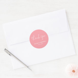 Sticker Rond Moderne Chic Pastel Mariage rose Merci Script