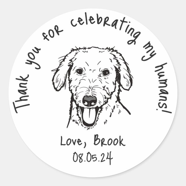Sticker Rond Moderne Chic Personnalisé Funny Mariage d'animal d (Devant)