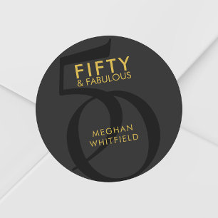 Sticker Rond Moderne Cinquante et Fantastique Fête d'anniversai