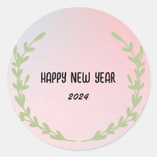 Sticker Rond Moderne Colorful floral dégradé Bonne année