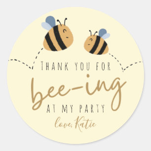 Sticker Rond Moderne Cute Jaune Bumblebee Merci Anniversaire